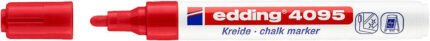 Edding 4095 Pennarello a gesso liquido - Punta tonda - Tratto tra 2 e 3 mm - Odore neutro  - Colore rosso