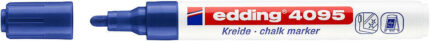 Edding 4095 Pennarello a gesso liquido - Punta tonda - Tratto tra 2 e 3 mm - Odore neutro  - Colore blu