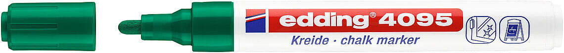 Edding 4095 Pennarello a gesso liquido - Punta tonda - Tratto tra 2 e 3 mm - Odore neutro  - Colore verde