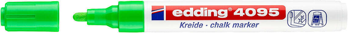 Edding 4095 Pennarello a gesso liquido - Punta tonda - Tratto tra 2 e 3 mm - Odore neutro  - Colore verde chiaro