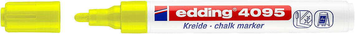 Edding 4095 Pennarello a gesso liquido - Punta tonda - Tratto tra 2 e 3 mm - Odore neutro  - Colore giallo neon