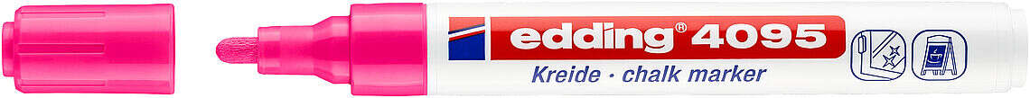 Edding 4095 Pennarello a gesso liquido - Punta tonda - Tratto tra 2 e 3 mm - Odore neutro  - Colore rosa neon