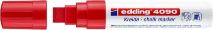 Edding 4090 Pennarello a gesso liquido - Punta smussata - Tratto da 4 a 15 mm - Odore neutro - Colore rosso