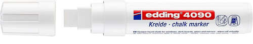 Edding 4090 Pennarello a gesso liquido - Punta smussata - Tratto da 4 a 15 mm - Odore neutro - Colore bianco