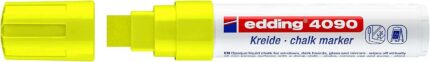 Edding 4090 Pennarello a gesso liquido - Punta smussata - Tratto da 4 a 15 mm - Odore neutro - Colore giallo neon