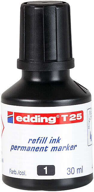 Edding T25 Cartuccia di ricarica per pennarello indelebile - Capacità 30 ml - Colore nero