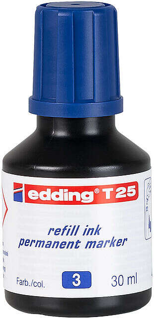 Edding T25 Cartuccia di ricarica per pennarello indelebile - Capacità 30 ml - Colore blu