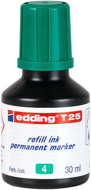 Edding T25 Cartuccia di ricarica per pennarello indelebile - Capacità 30 ml - Colore verde