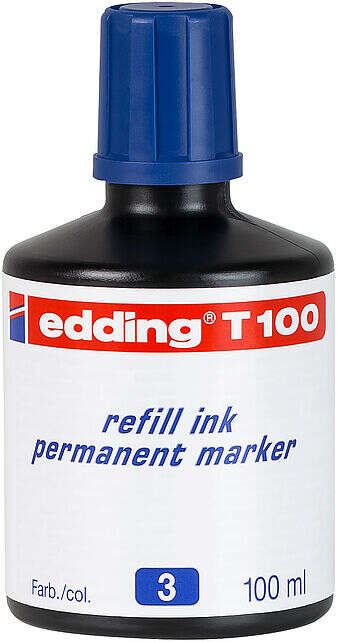 Edding T100 Cartuccia di ricarica per pennarello indelebile - Capacità 100 ml - Colore blu