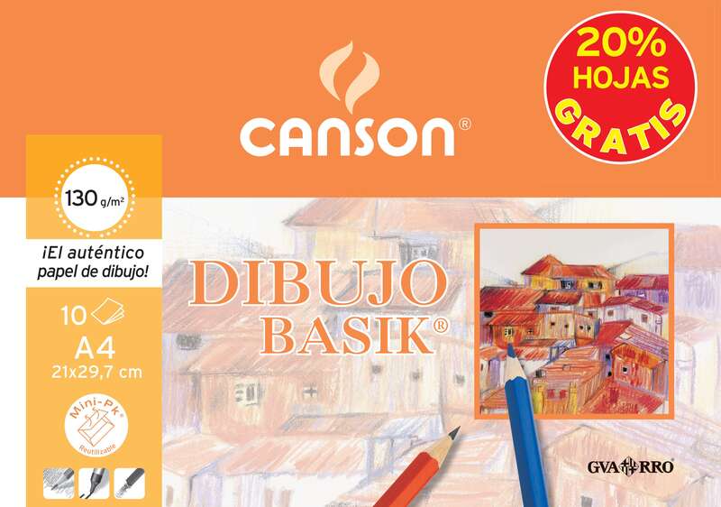 Canson Minipack da 10 fogli da disegno Basik Liscio 21x29