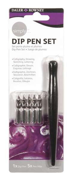 Daler Rowney Simply Confezione da 1 portapennino e 5 pennini - Colore Nero