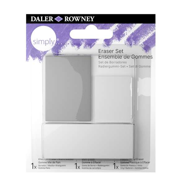 Daler Rowney Simply Confezione da 3 Gomme da Cancellare per Disegno - Standard