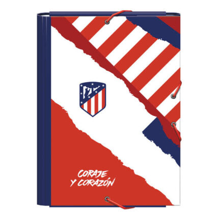 Dohe Atletico de Madrid Coraggio e Cuore Cartellina in cartone rivestito plastificato - 3 alette - Formato Folio - Risguardi stampati - Chiusura con elastico