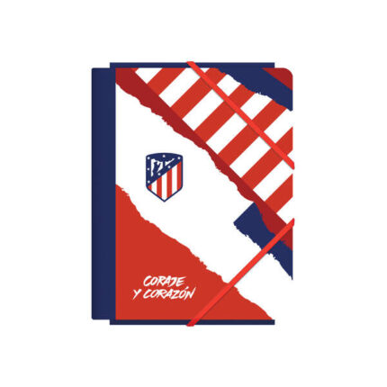 Dohe Atletico de Madrid Coraggio e Cuore Raccoglitore in cartoncino laminato - 3 alette - Formato A5 - Frontespizi stampati - Chiusura con elastico