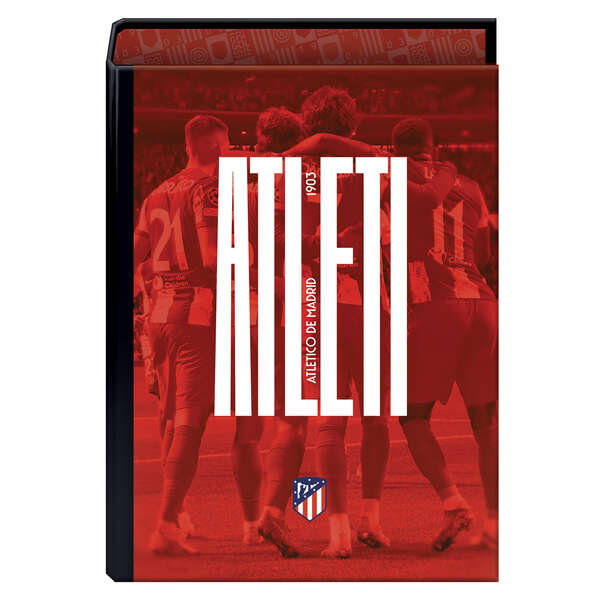 Dohe Atletico de Madrid Atleti Raccoglitore a 4 anelli formato Folio - Copertina in cartoncino rivestito - Anelli nichelati da 40 mm
