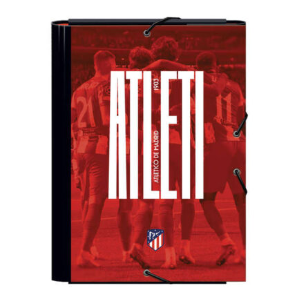 Dohe Atletico de Madrid Atleti Cartellina in cartone rivestito plastificato - 3 alette - Formato Folio - Risguardi stampati - Chiusura con elastico
