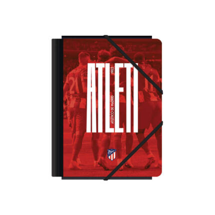Dohe Atletico de Madrid Atleti Cartellina in cartoncino accoppiato plastificato - 3 alette - Formato A5 - Risguardi stampati - Chiusura con elastico