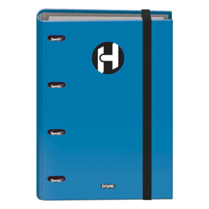 Dohe Serie Icon Raccoglitore ad anelli formato A4 con ricambio di 100 fogli da 90 g e 4 fori - Chiusura con elastico - Anelli da 35 mm - Colore blu