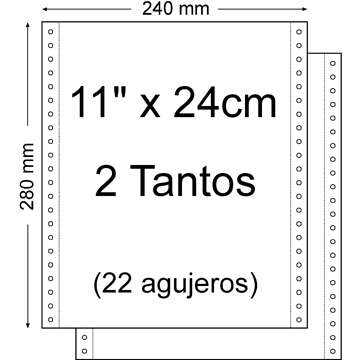 Carta continua 11" x 240 mm - Set da 2 rotoli - Confezione da 1.500 unità - Colore bianco