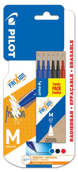 Pilot Confezione da 6 ricariche per Frixion Ball e Frixion Clicker - Punta a sfera rotonda 0