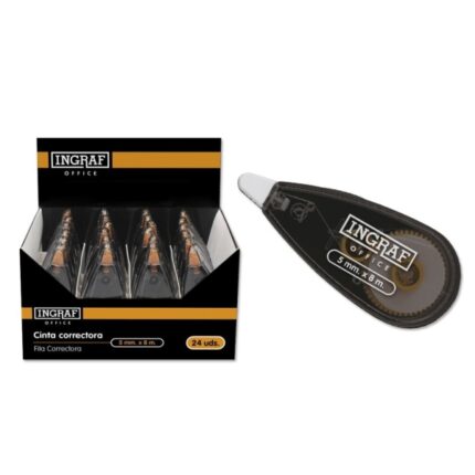 Ingraf Nastro correttore 5 mm x 8 m - Corpo trasparente - Forma ergonomica
