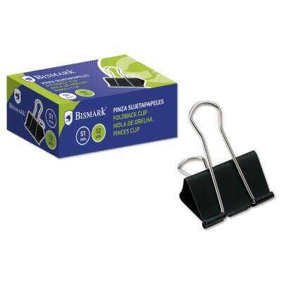 Bismark Confezione da 12 fermacarte metallici da 51 mm - Lama ribaltabile - Colore nero