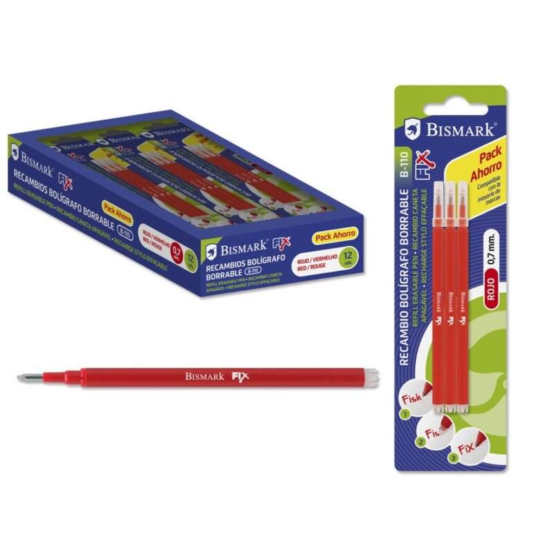 Bismark Fix Confezione da 3 ricambi per penna cancellabile - Punta fine 0 Bismark Fix Confezione da 3 ricambi per penna cancellabile - Punta fine 0