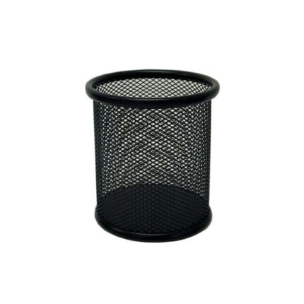 Portamatite rotondo in metallo con griglia Bismark - Dimensioni 10 x 8 cm - Colore nero