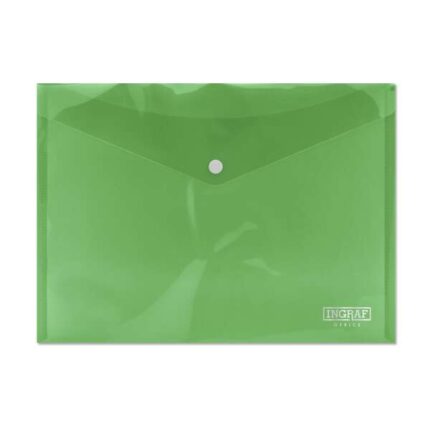 Busta porta documenti Ingraf A4 - Chiusura a clip - Polipropilene trasparente - Colore verde