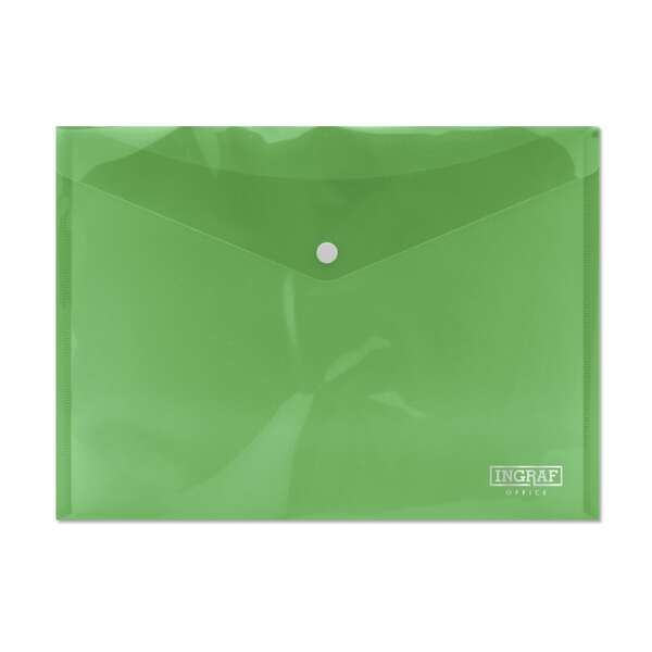 Busta porta documenti Ingraf A4 - Chiusura a clip - Polipropilene trasparente - Colore verde