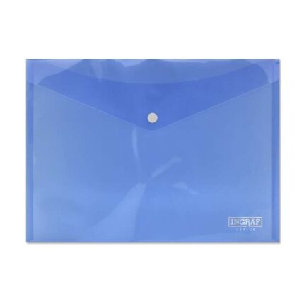 Busta portadocumenti A4 Ingraf - Chiusura a clip - Polipropilene trasparente - Colore blu
