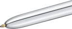 Bic 4 Colours Shine Penna a sfera retrattile - Punta da 1 mm - Tratto da 0,4 mm - Inchiostro a base di olio - Corpo argento/bianco - 4 colori - immagine 3