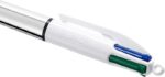 Bic 4 Colours Shine Penna a sfera retrattile - Punta da 1 mm - Tratto da 0,4 mm - Inchiostro a base di olio - Corpo argento/bianco - 4 colori - immagine 4