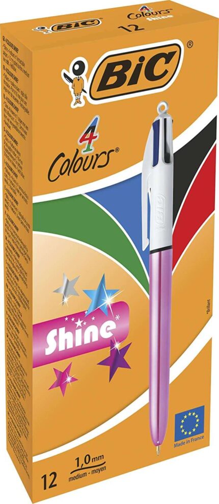 Bic 4 Colours Shine Penna a sfera retrattile - Punta da 1 mm - Tratto da 0
