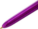Bic 4 Colours Shine Penna a sfera retrattile - Punta da 1 mm - Tratto da 0,4 mm - Inchiostro a base di olio - Corpo viola metallizzato/bianco - 4 colori - immagine 3
