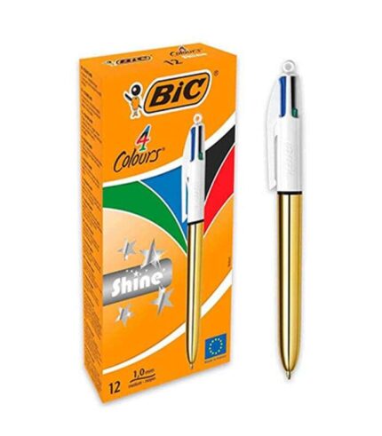 Bic 4 Colours Shine Penna a sfera retrattile - Punta da 1 mm - Tratto da 0