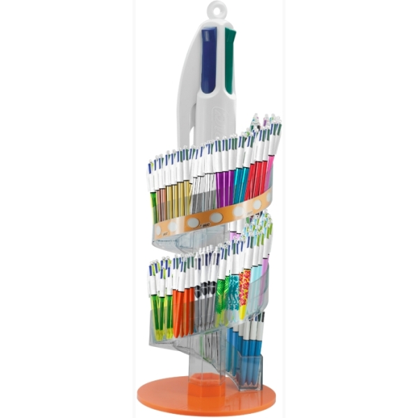 Espositore Bic 4 Colours con 216 penne a sfera retrattili + 150 Bic Cristal Blu in omaggio - Punta media da 1
