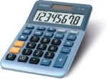 Casio MS80E Calcolatrice da tavolo a 8 cifre - Tasto doppio zero - Simboli di comando funzione - Calcolo avanzato delle percentuali - Alimentazione solare e a batterie - Colore blu - immagine 2
