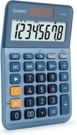 Casio MS80E Calcolatrice da tavolo a 8 cifre - Tasto doppio zero - Simboli di comando funzione - Calcolo avanzato delle percentuali - Alimentazione solare e a batterie - Colore blu - immagine 3