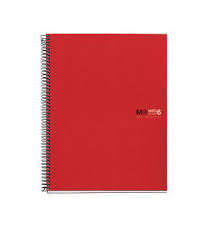 Miquel Rius Notebook6 Quaderno a spirale formato A5 - 150 fogli da 70 g microperforati con 2 fori - Copertina in polipropilene - Griglia 5x5 - Colore rosso