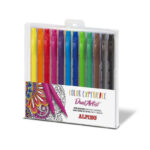 Alpino Color Experience Confezione da 12 pennarelli a doppia punta con punta a pennello - Forma triangolare ergonomica - Punta fine liner da 0