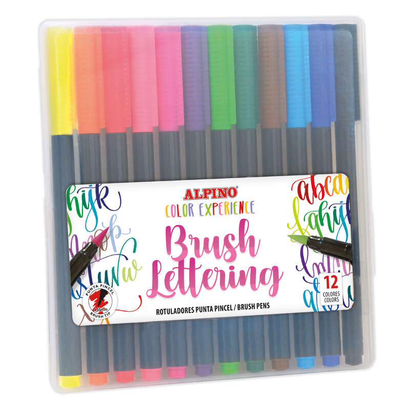 Alpino Color Experience Confezione da 12 pennarelli Brush Lettering - Punta a pennello da 4