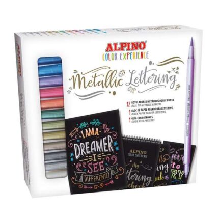 Alpino Color Experience Kit di avvio al lettering con 12 pennarelli metallici a doppia punta