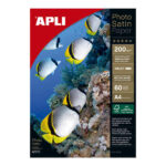 Apli Photosatin Confezione da 60 fogli di carta fotografica A4 200 g - Finitura semilucida - Adatta per stampanti a getto d'inchiostro