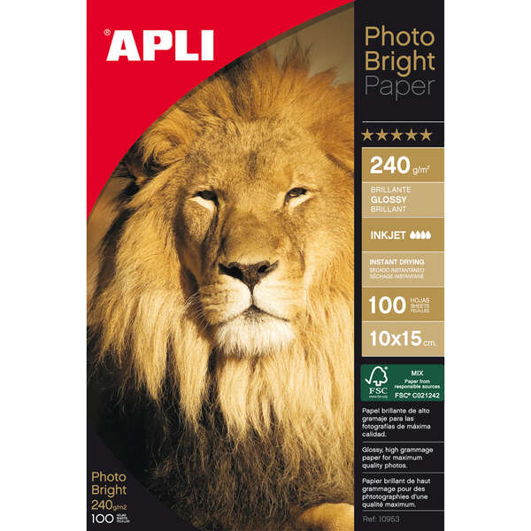 Apli Carta fotografica Photobright 10 x 15 cm 240 g 100 fogli Apli Carta fotografica Photobright 10 x 15 cm 240 g 100 fogli