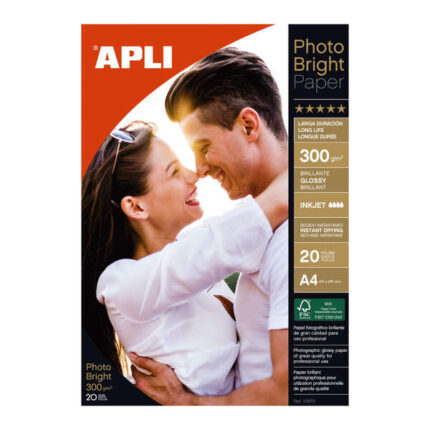Carta fotografica Apli Photobright Lunga Durata A4 300 g 20 fogli