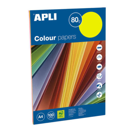 Apli Carta Colorata Assortita Fluorescente A4 100 Fogli