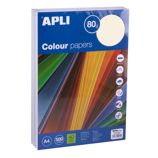 Apli Carta Color Assortita Pastello A4 500 Fogli