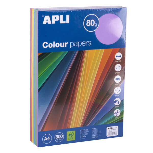 Apli Carta Colorata Assortita Intensa A4 500 Fogli Apli Carta Colorata Assortita Intensa A4 500 Fogli