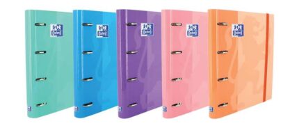 Oxford Europeanbinder Classic Raccoglitore a 4 anelli formato A4+ con ricambio a quadretti 5x5 mm e 4 fori - Chiusura con elastico - Colori assortiti di tendenza